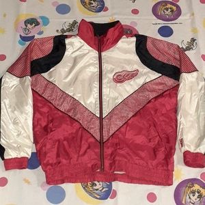 90s Pro Player Detroit Red Wings Zip Up Windbreaker Jacket Vintage Hockey NHL
